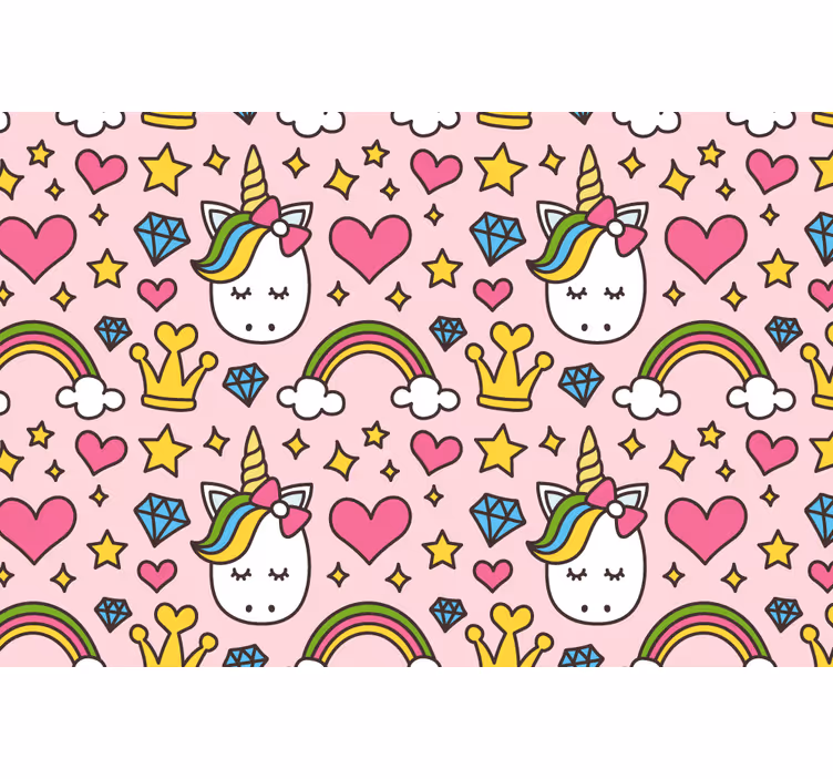 Kids roller blind with cute rainbows and unicorns - TenStickers