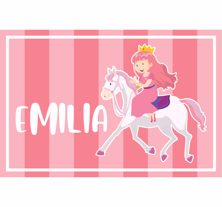 Kids roller blind pink princess on a white horse - TenStickers