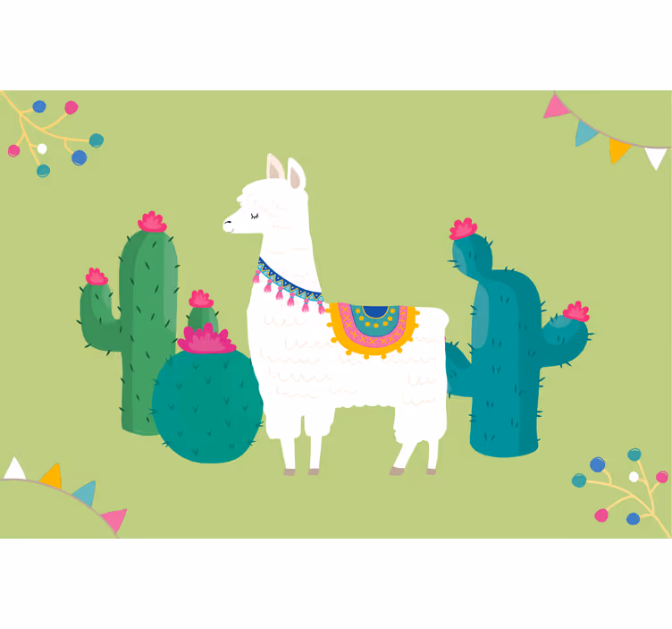 Kids roller blind with colorful llama illustrations - TenStickers