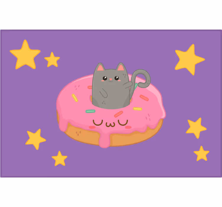 Kids roller blind cat and donut design - TenStickers
