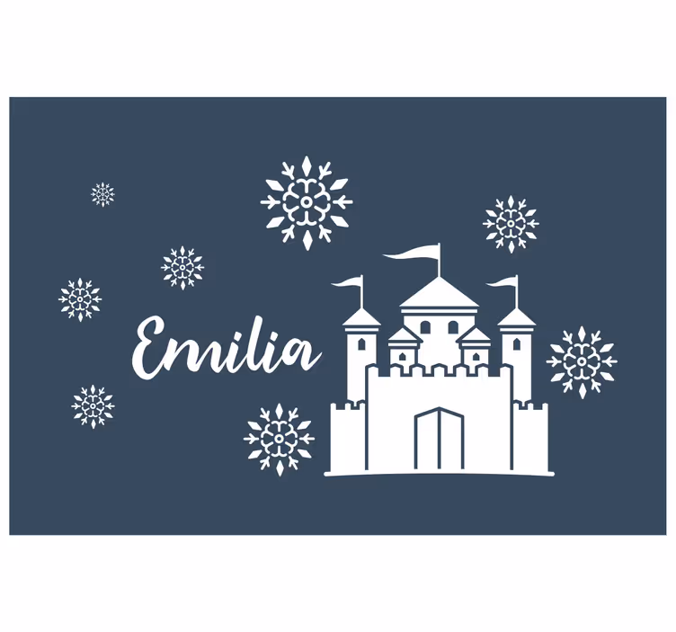 Kids roller blind monocolor castle snowflakes name - TenStickers