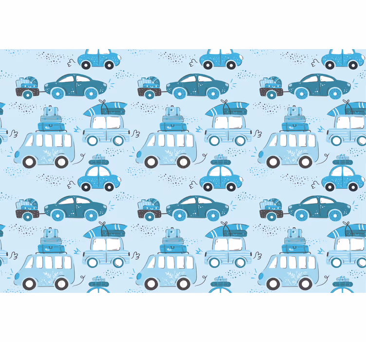 Kids roller blind in blue city vehicles nordic style - TenStickers