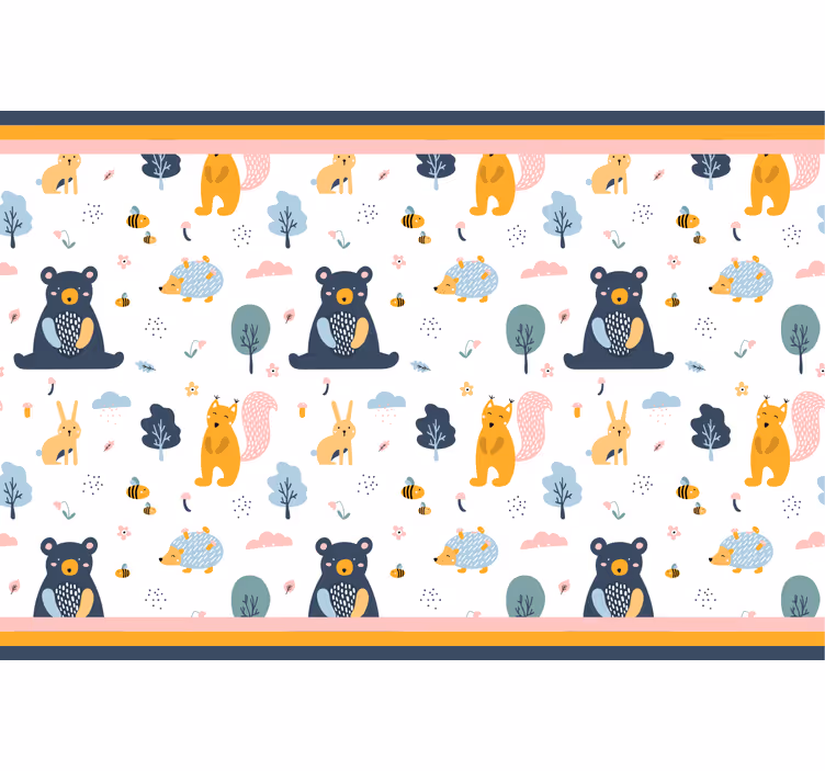 Kids roller blind featuring colorful squirrels and bears - TenStickers