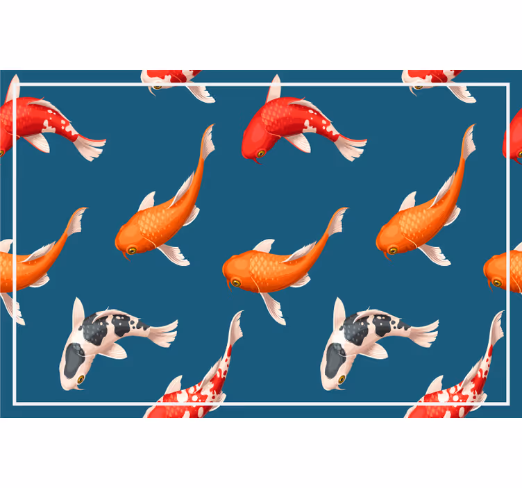 Kids roller blind koi fish pattern on blue background - TenStickers