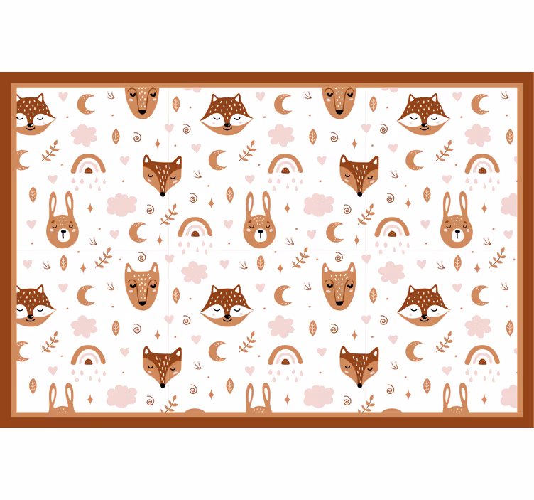 Kids roller blind with cute brown animals and rainbows - TenStickers