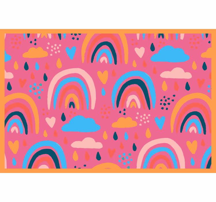 Kids roller blind with minimalist rainbows on pink - TenStickers