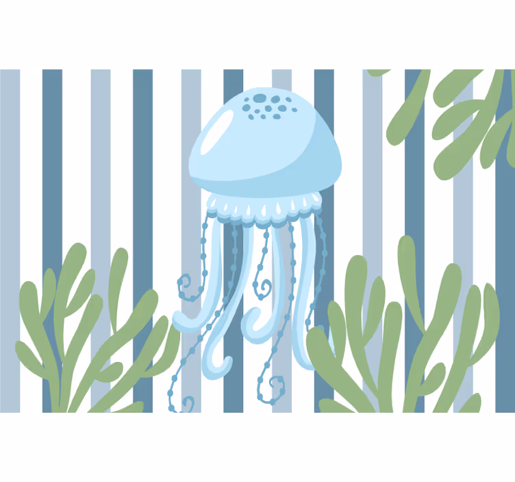 Kids roller blind featuring blue jellyfish sea creatures - TenStickers