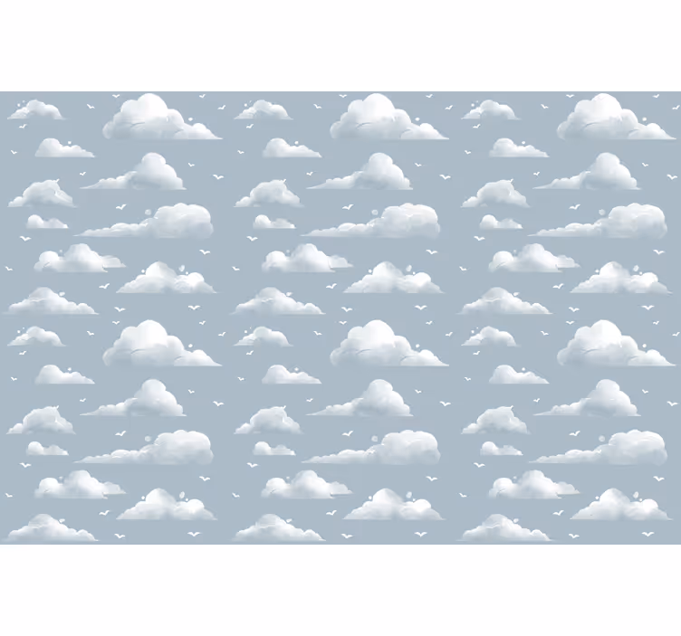 Kids roller blind with gray 80's clouds and birds - TenStickers