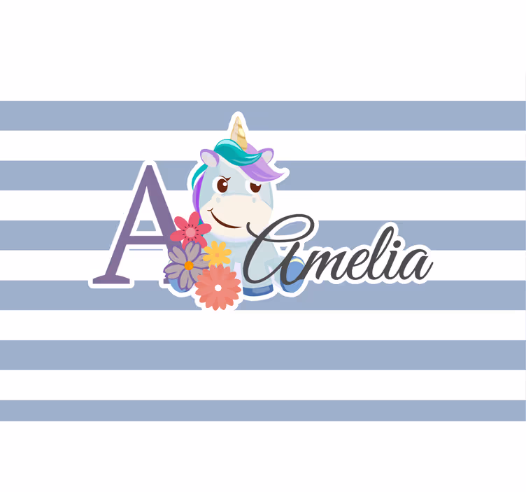 Kids roller blind cute unicorn animal with name - TenStickers