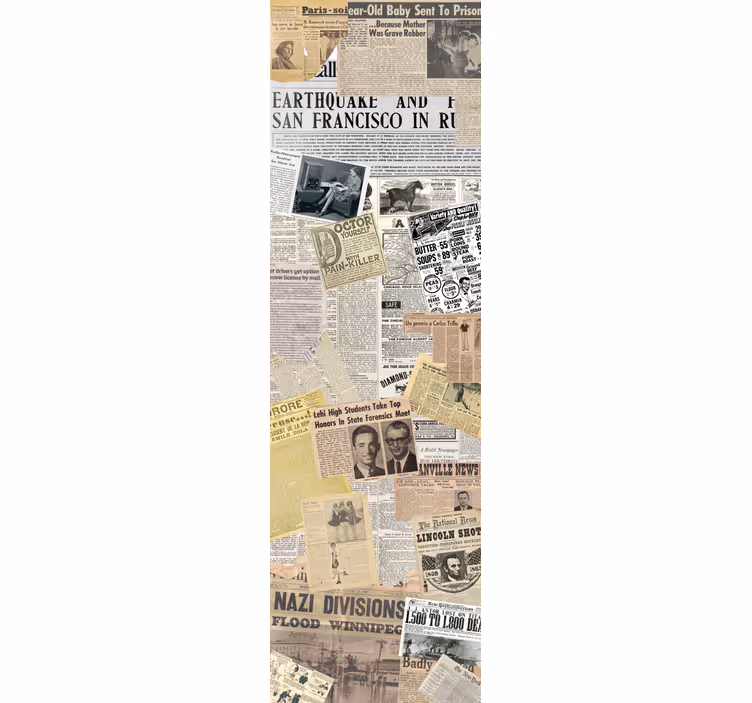 Roller blind for kitchen window newspaper cutouts - TenStickers