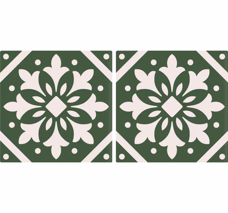 Roller blind for kitchen window with green tile pattern - TenStickers