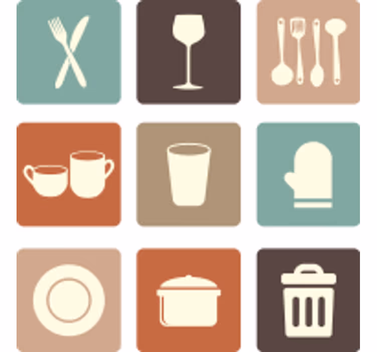 Roller blind for kitchen window drawer icons - TenStickers