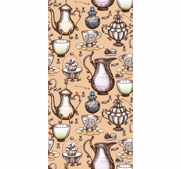Roller blind for kitchen window tea pot collection - TenStickers