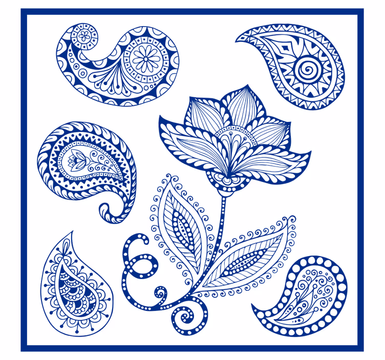 Paisley and flowers roller blind for kitchen window - TenStickers
