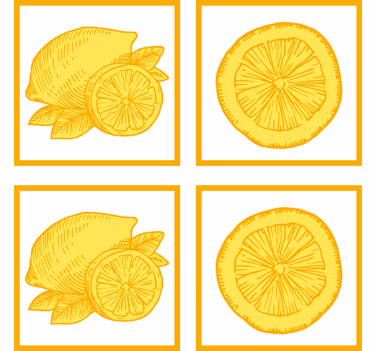 Roller blind for kitchen window orange and lemon tiles - TenStickers