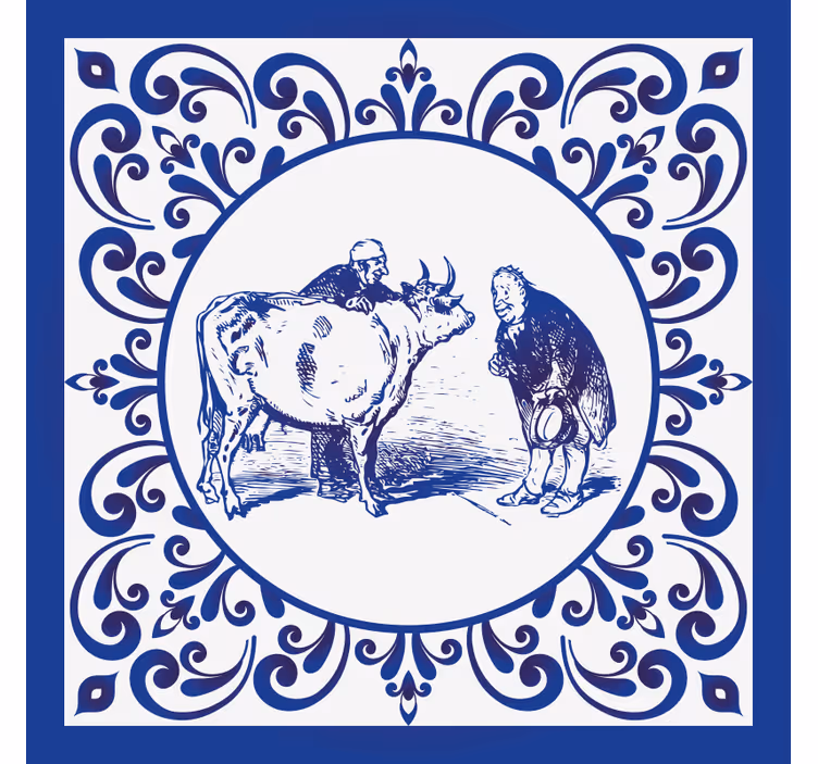 Men and cow roller blind for kitchen window - TenStickers