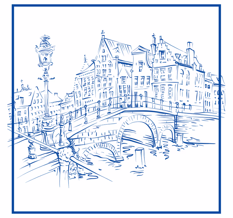 Roller blind for kitchen window delft blue canal houses - TenStickers
