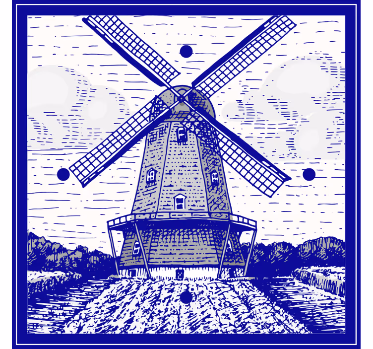 Delfts blue roller blind for kitchen window - TenStickers