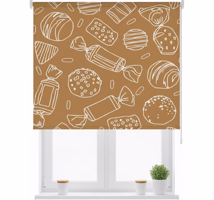 Roller blind for kitchen window candy pattern - TenStickers