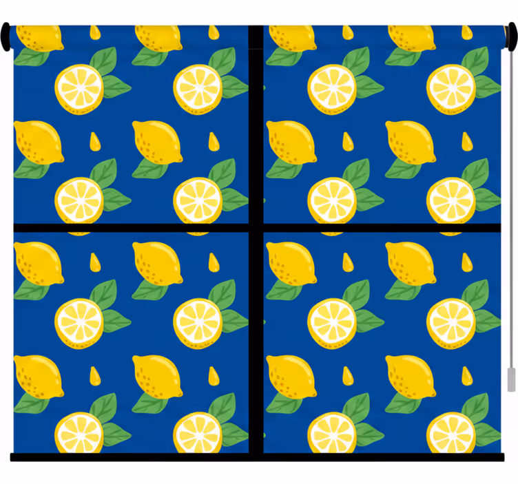 Roller blind for kitchen window hand-drawn lemon tiles - TenStickers