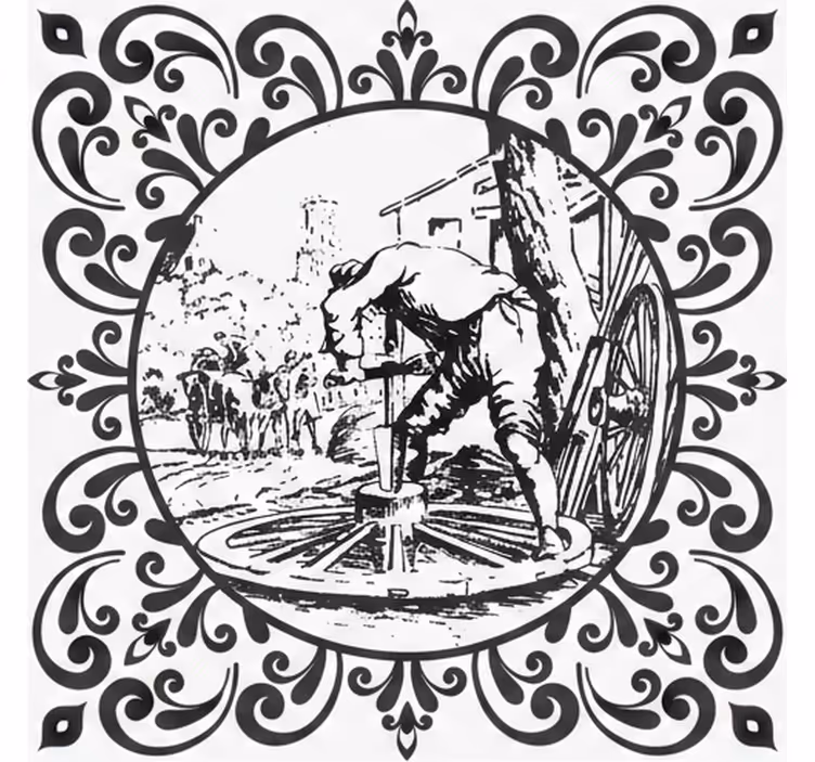 Roller blind for kitchen window man and wheel - TenStickers
