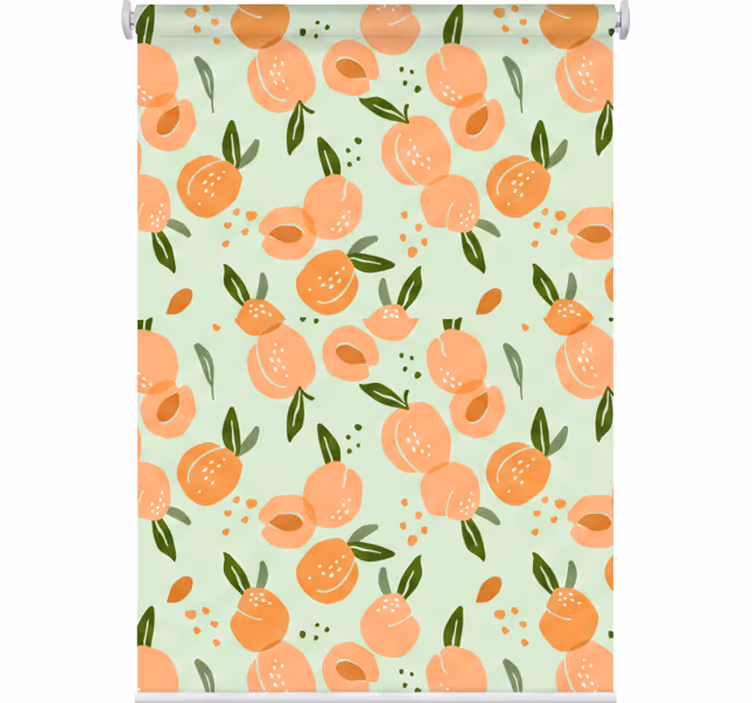 Roller blind for kitchen window peaches on green - TenStickers