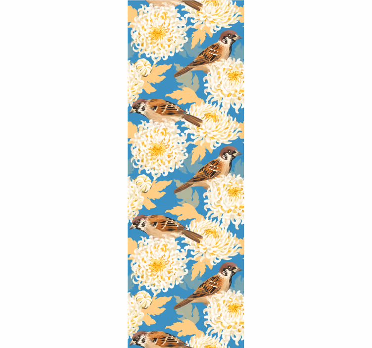 Roller blind for kitchen window aquarella birds and leaves - TenStickers