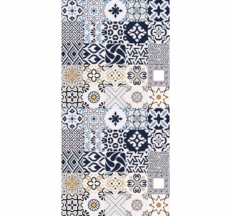 Roller blind for kitchen window in blue tiles - TenStickers