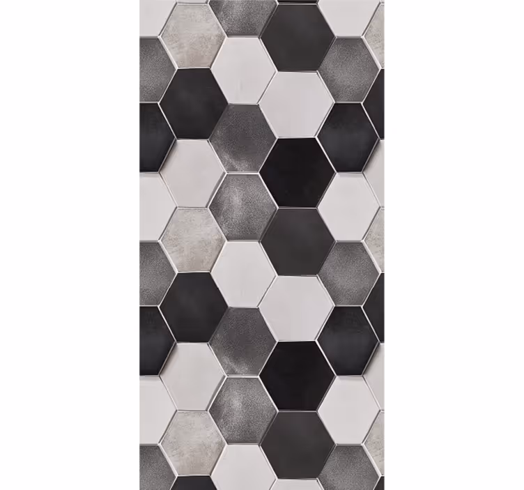 Grey hexagons roller blind for kitchen window - TenStickers