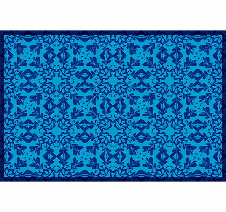 Blue roller blind with floral mosaic pattern - TenStickers