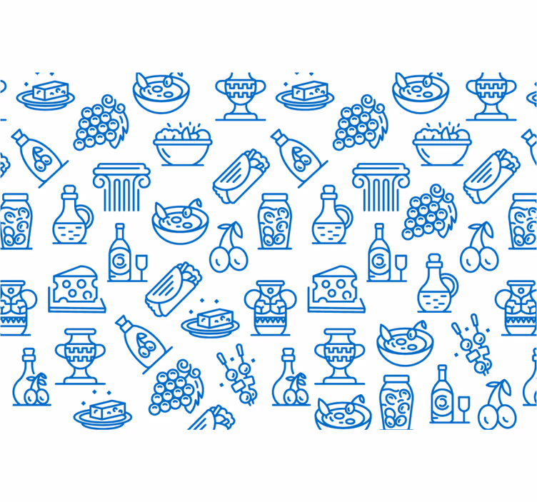 Blue roller blind greek culinary symbols - TenStickers