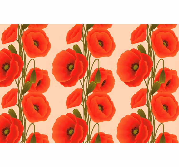 Red roller blind with poppy pattern - TenStickers