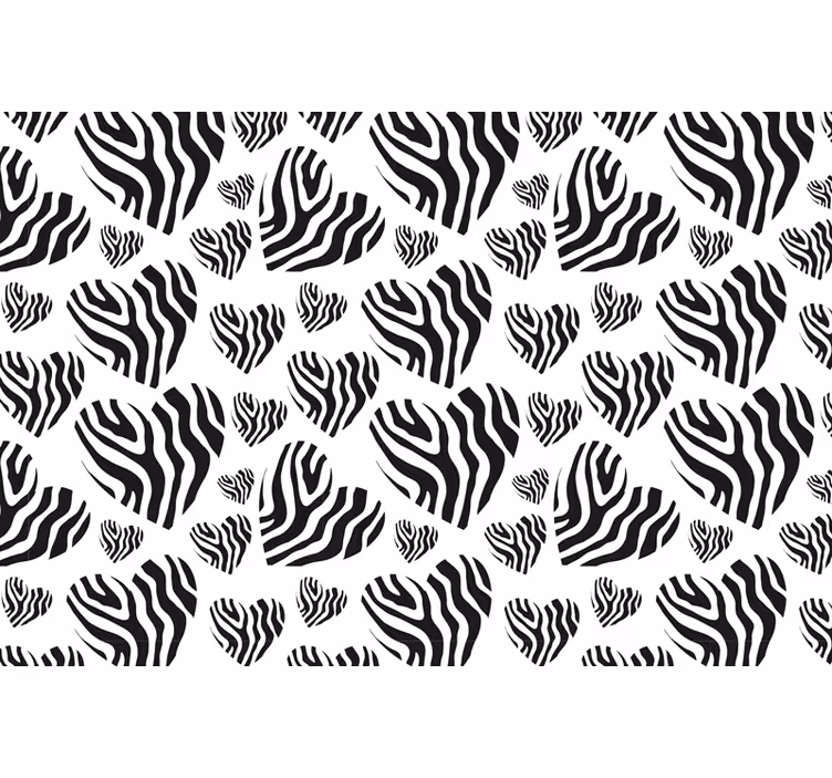 Black roller blind zebra print heart design - TenStickers