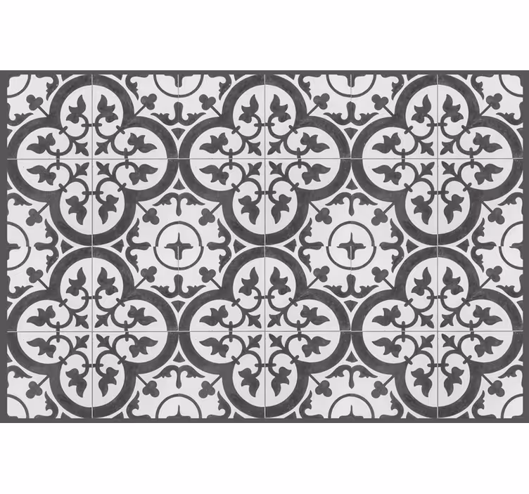 Grey roller blind with hydraulic tiles design - TenStickers