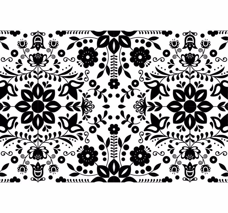 Grey roller blind with black folk design - TenStickers