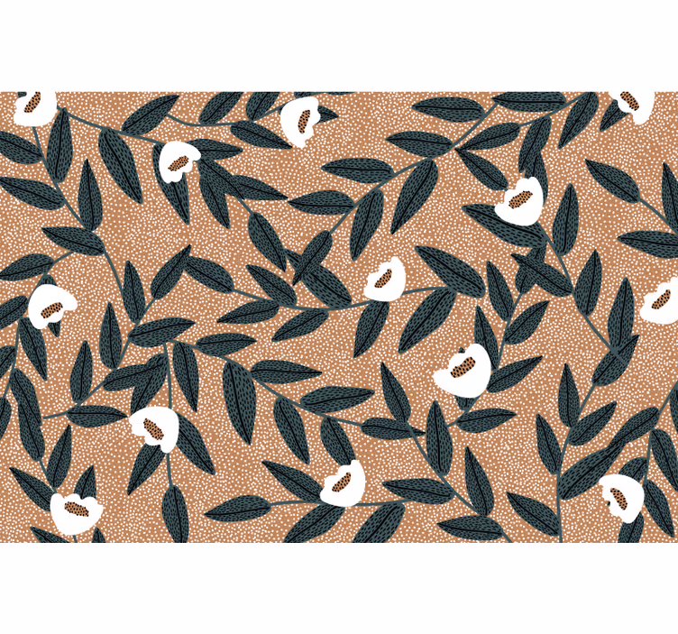 Beige roller blind with blossoms and leaves pattern - TenStickers