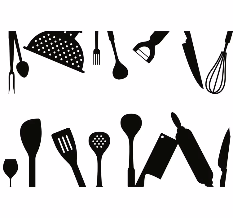 Black roller blind kitchen tools - TenStickers