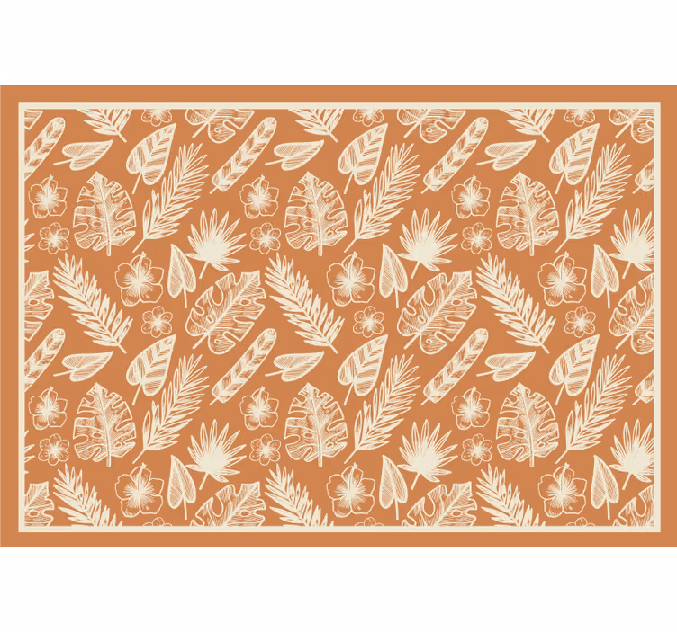 Outdoor roller shade with white leaves on orange - TenStickers