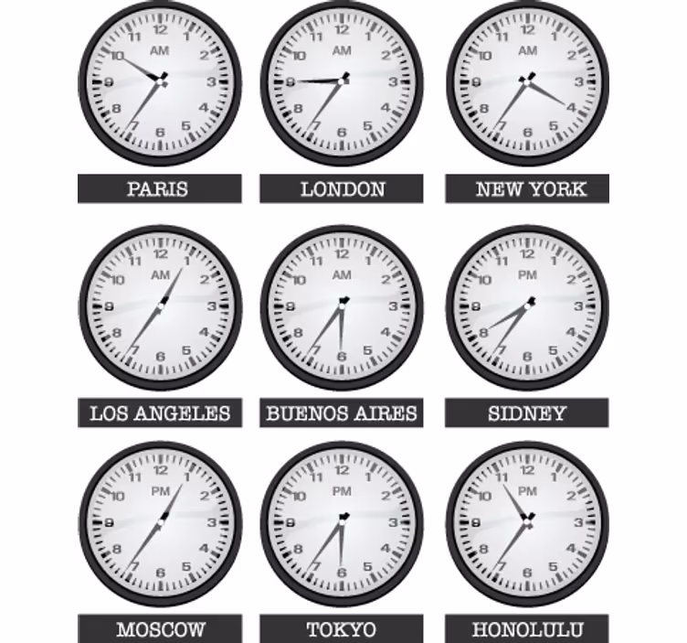 Office window roller blind world time vinyl decoration - TenStickers