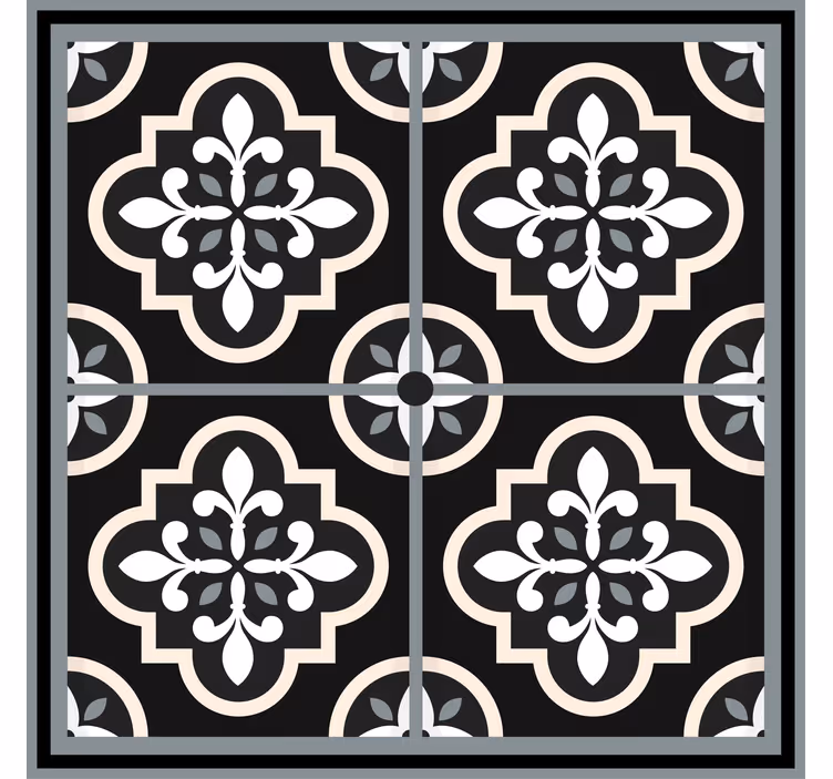 Office window roller blind in black and white floral - TenStickers
