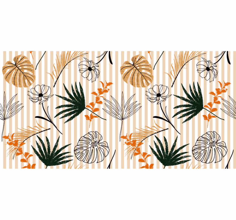 Office window roller blind in black white and beige flowers - TenStickers