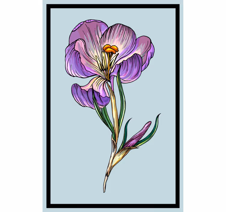 Sweet drawing blue crocus roller blind for living room - TenStickers