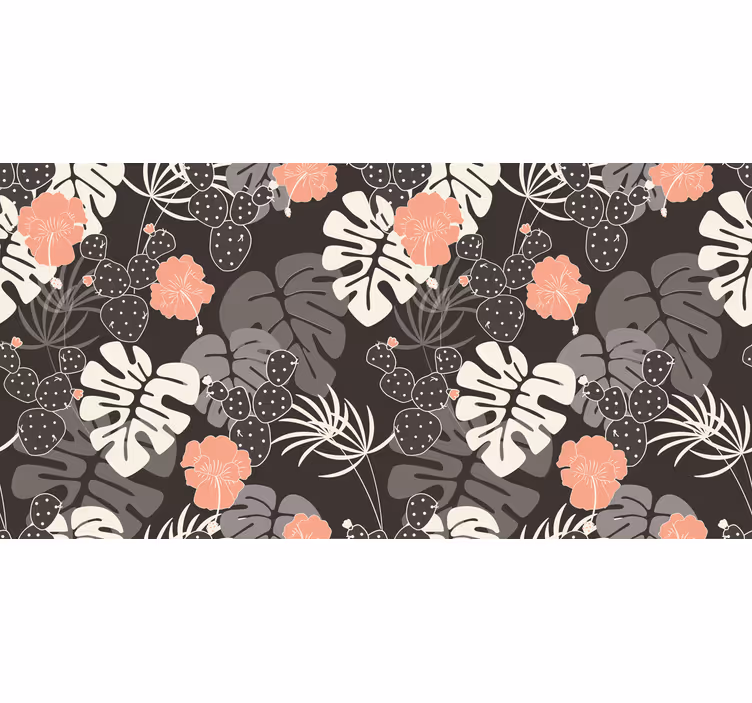 Bedroom roller blind in gray and pink floral tiles - TenStickers