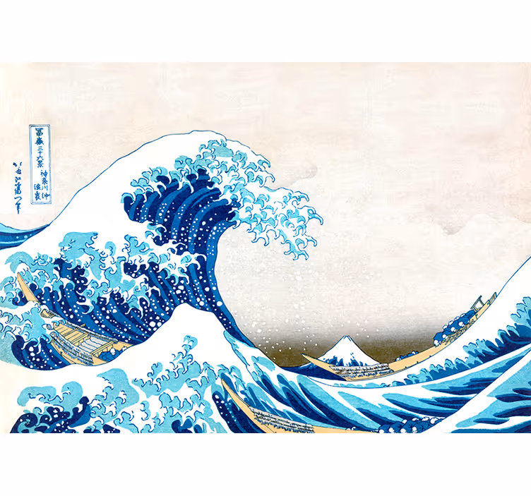 Roller blind for living room kanagawa wave design - TenStickers