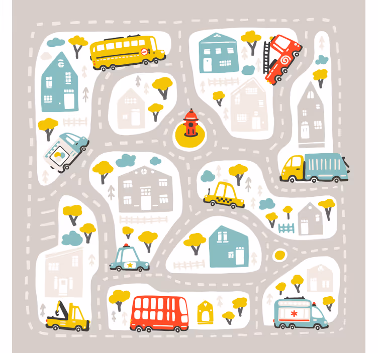 Kids roller blind city nordic design - TenStickers