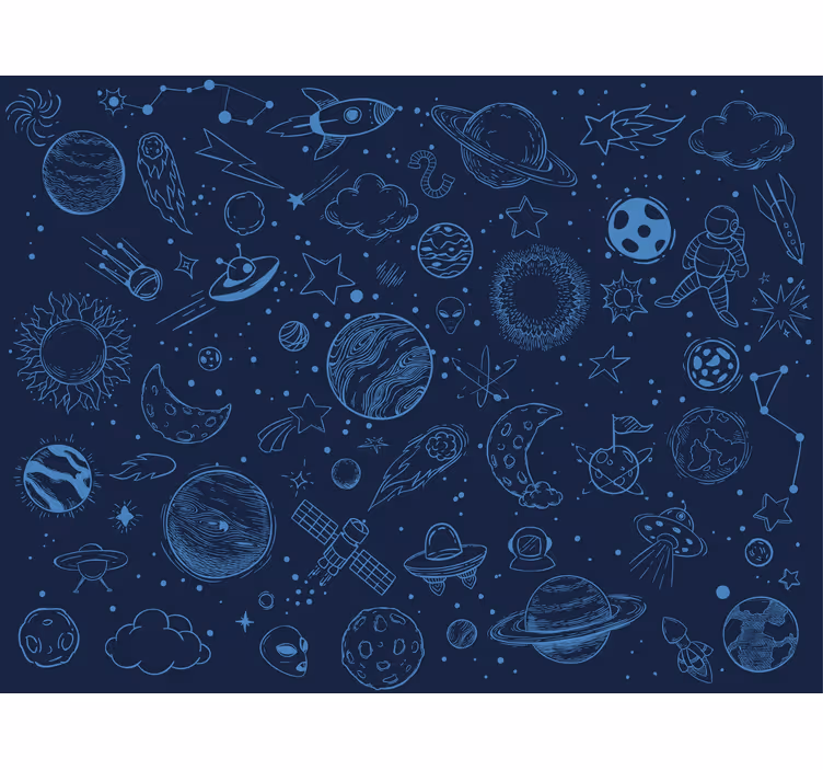 Kids roller blind cosmic space adventure - TenStickers