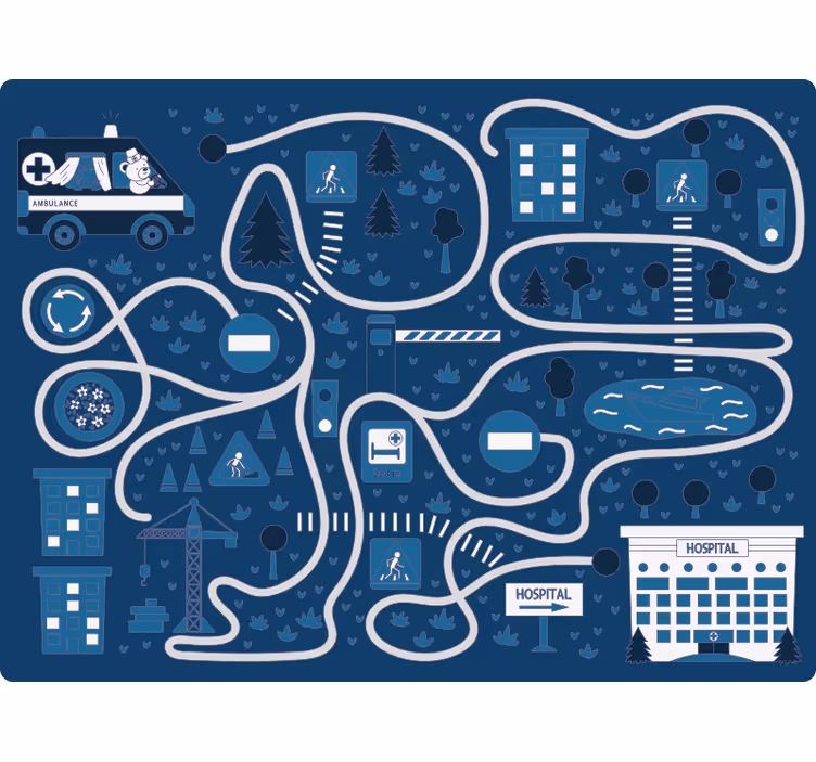 Kids roller blind nordic blue road - TenStickers