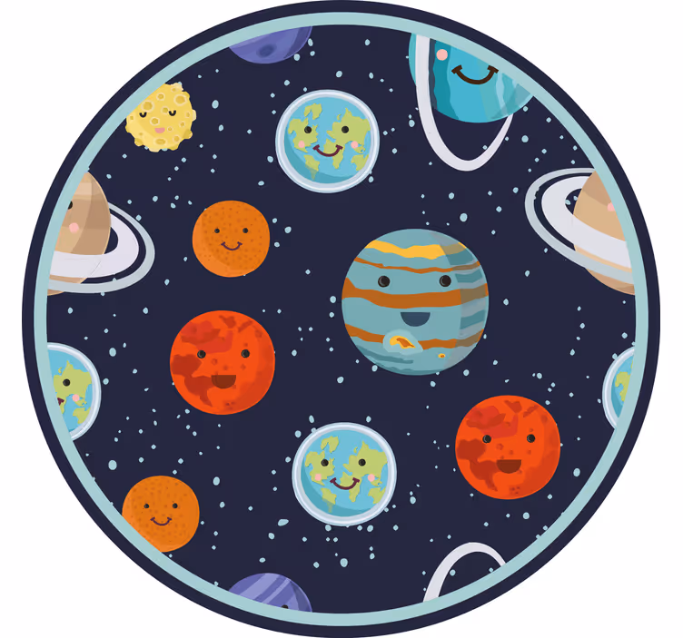 Kids roller blind smiling planets circle - TenStickers