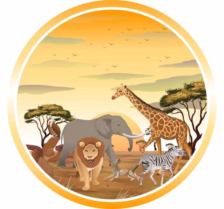 Kids roller blind featuring african animals and plants - TenStickers