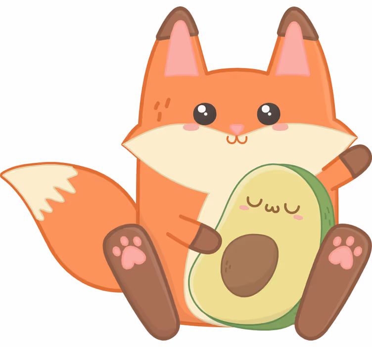 Kids roller blind kawaii fox with avocado design - TenStickers
